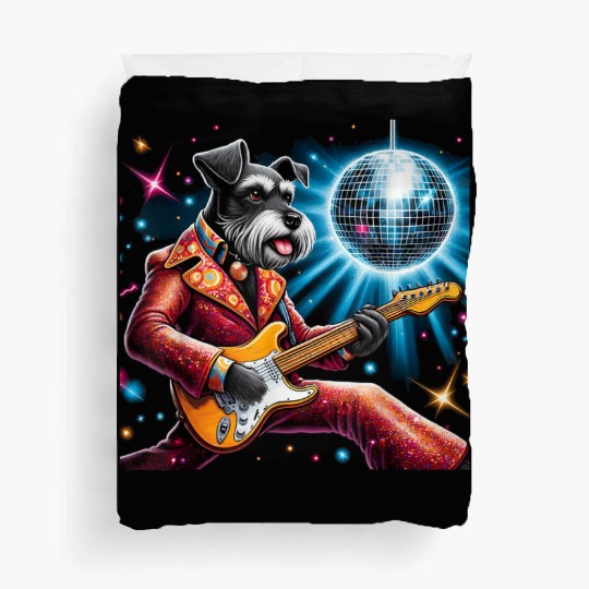 Disco Miniature Schnauzer dog Duvet Covers