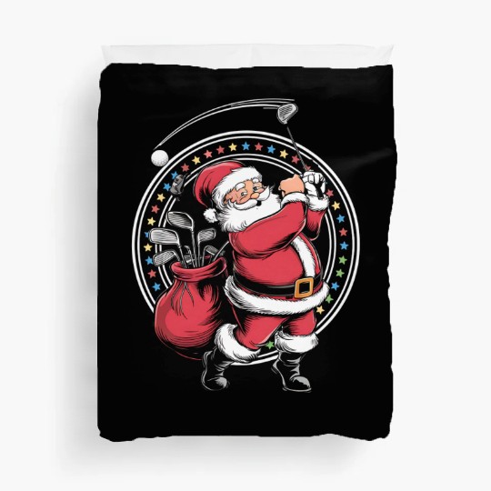 Golf Oh Christmas Santa Claus Vintage Golfer Golfi Duvet Covers