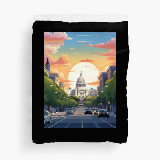 Sunset in US Capitol Washington DC Duvet Covers