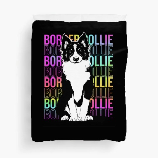 Colorful Text Art Design Dog Lover Border Collie Duvet Covers