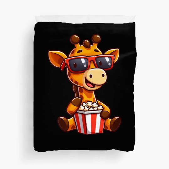 Cool giraffe popcorn cinema movie film lover Duvet Covers