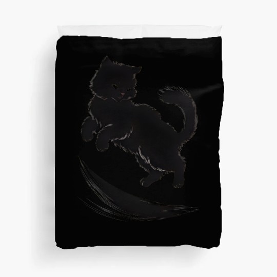 Playful Black Cat Duvet Covers