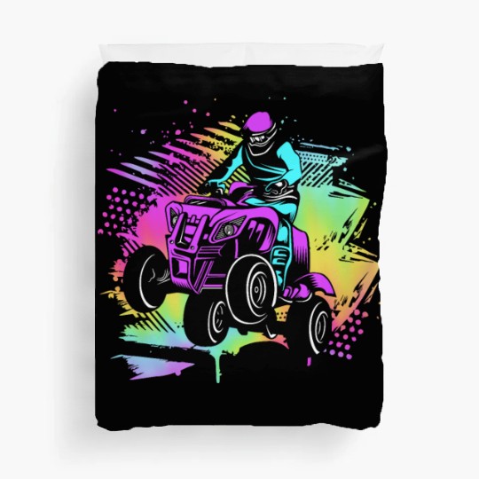Retro Four Wheeler Quad Biker For ATV Race Team Duvet Covers