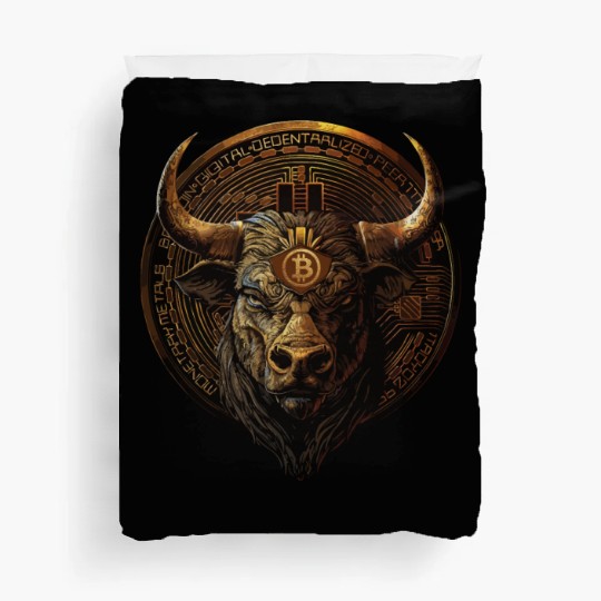 Bitcoin Bull BTC Bullish trading Duvet Covers