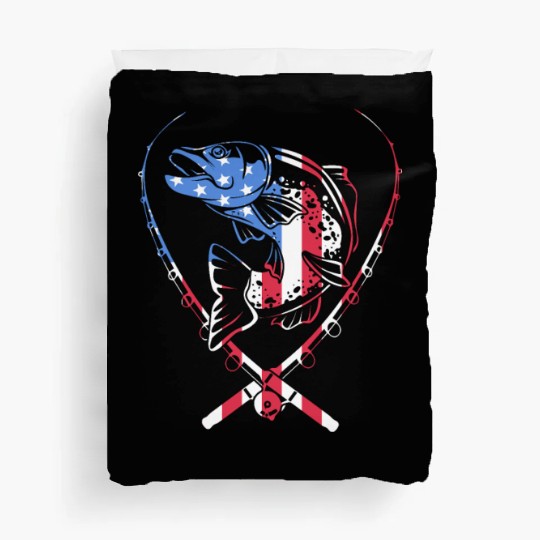 4th Of July US Flag Fishing Fisherman Trout Fish Duvet Covers