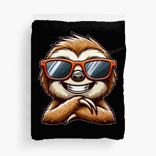 Cool sloth sunglasses summer cartoon animal Duvet Covers