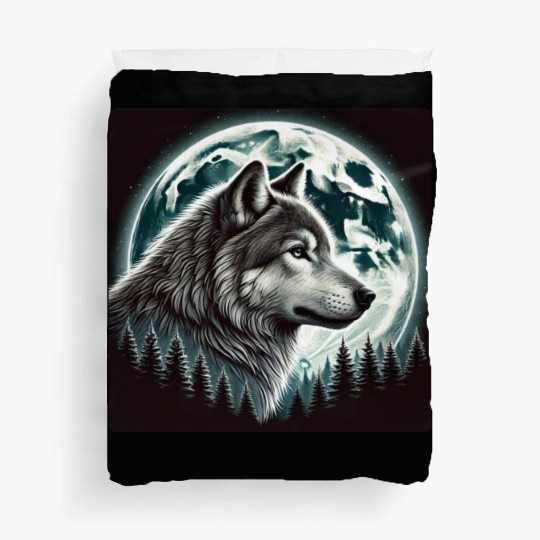 Nature Moon Alpha Cute Wolf Moon nature Duvet Covers