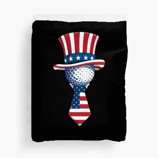 Patriotic Golf Ball with Stars and Stripes Hat Duvet Covers
