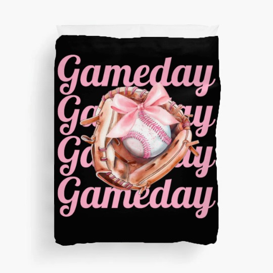 Game Day Coquette Aesthetic Baseball Glove Duvet Covers