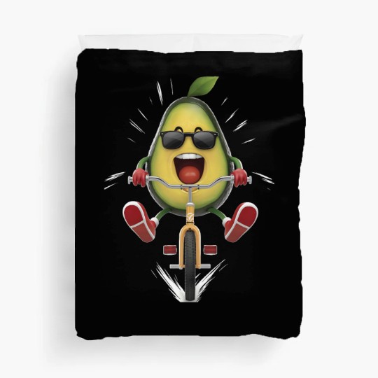 Avocado Cycling On Bike Realistic Duvet Covers