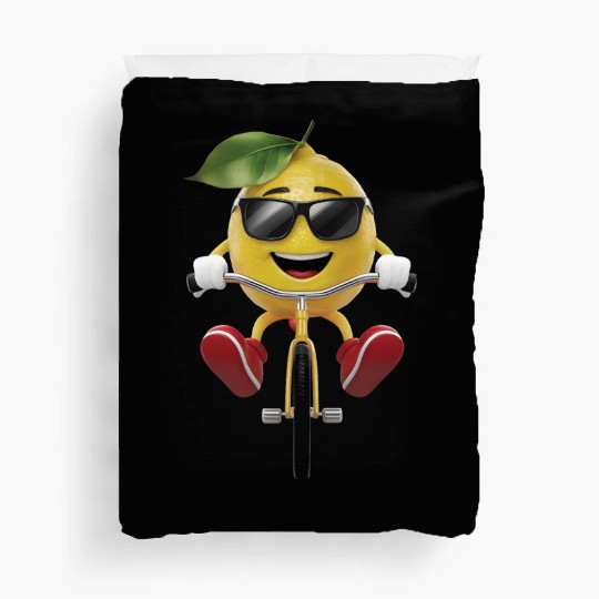 Lemon Cycling On Bike Realistic Duvet Covers