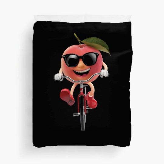 Peach Cycling On Bike Realistic Duvet Covers