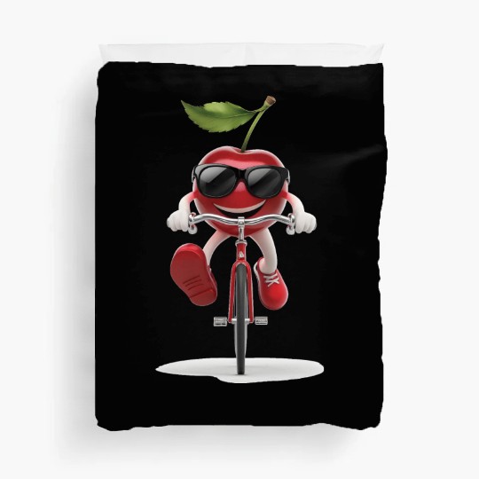 Cherry Cycling On Bike Realistic Duvet Covers