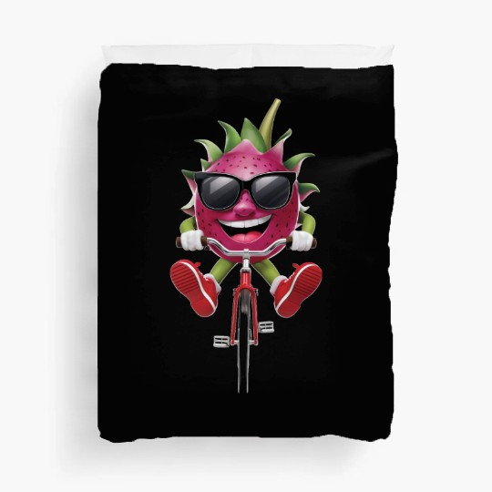 Dragon Fruit Cycling On Bike Realistic Duvet Covers