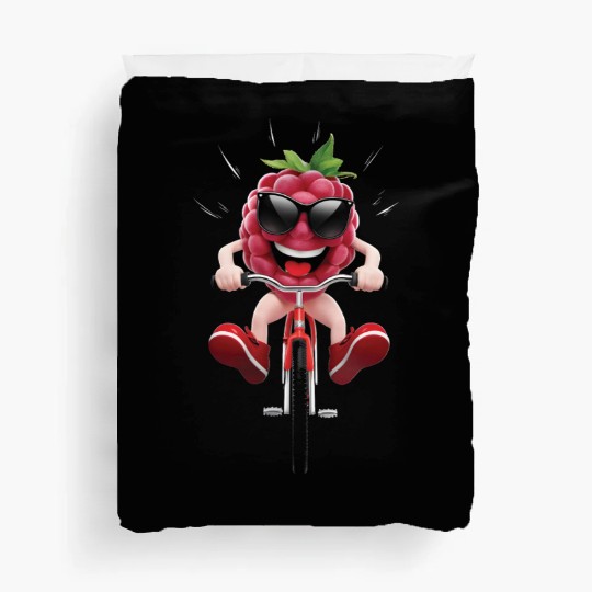 Raspberry Cycling On Bike Realistic Duvet Covers
