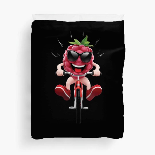 Raspberry Cycling On Bike Realistic Duvet Covers