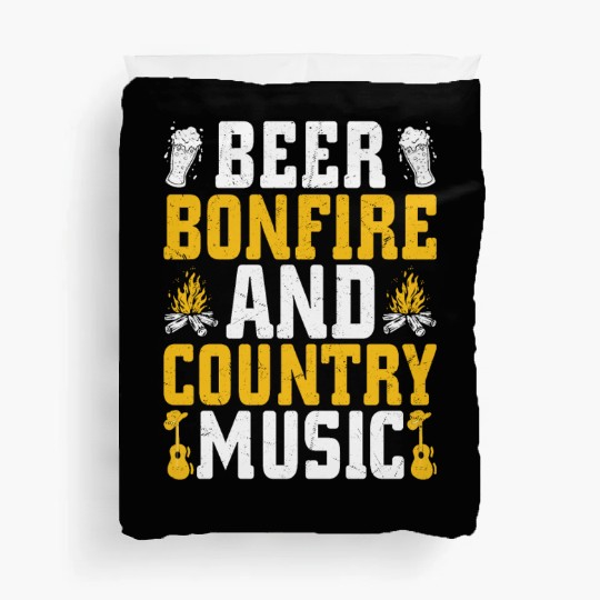 Beer Bonfire And Country Music Western Cowboy Duvet Covers