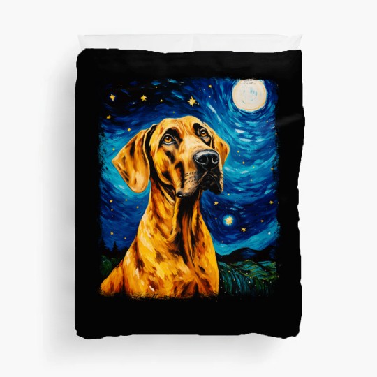 Great Dane Dog Starry Night Painting Duvet Covers