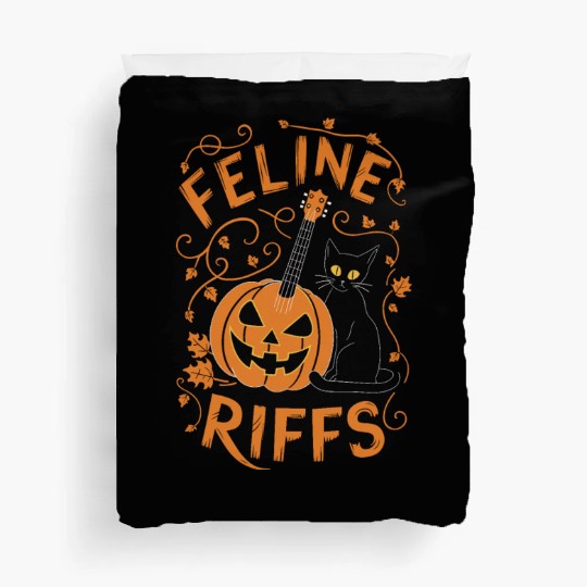 musical pumpkin autumn vibes spooky guitar autumn Duvet Covers