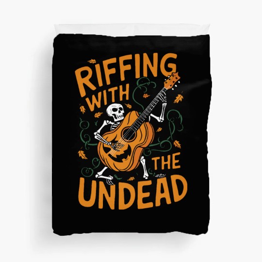 musical pumpkin autumn vibes spooky guitar autumn Duvet Covers