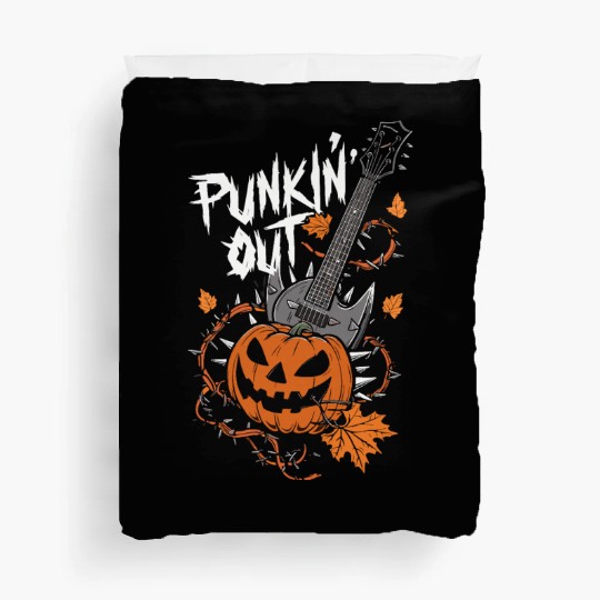 musical pumpkin autumn vibes spooky guitar autumn Duvet Covers