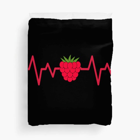 raspberry heart beat funny cute for fruit lover Duvet Covers