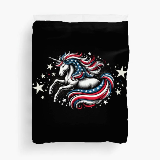 Star-Spangled Unicorn with American Pride and Duvet Covers