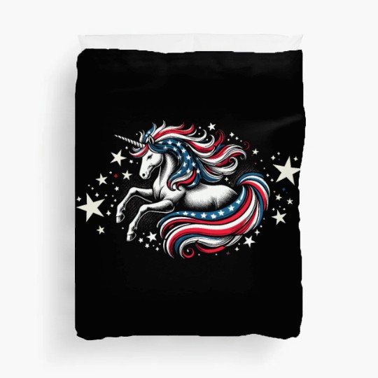Star-Spangled Unicorn with American Pride and Duvet Covers