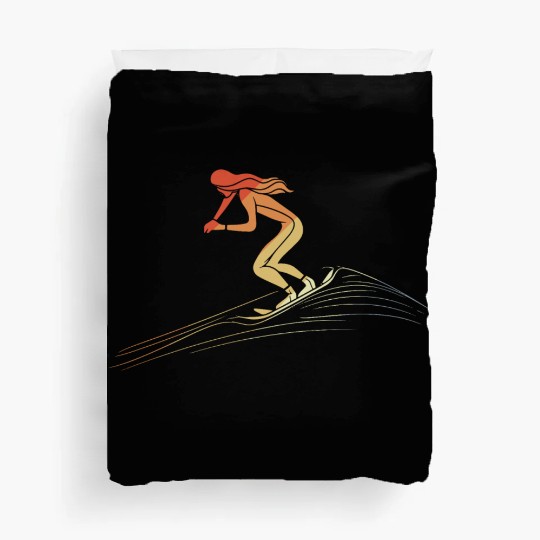 Snowboarding Girl Retro Style Duvet Covers