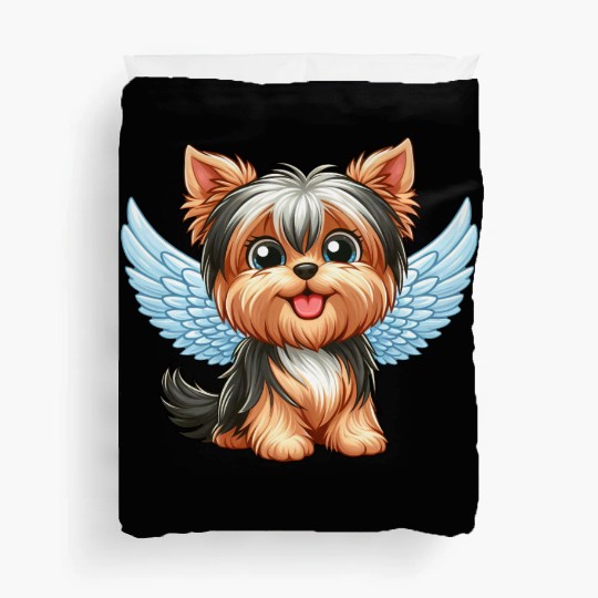 Cute Yorkshire Terrier with angel wings Duvet Covers