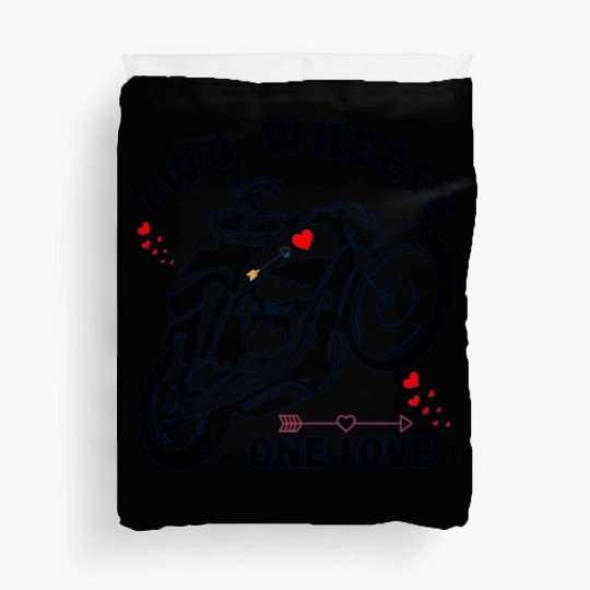 Two Wheels,Love Embracing the Passion of Bike ride Duvet Covers