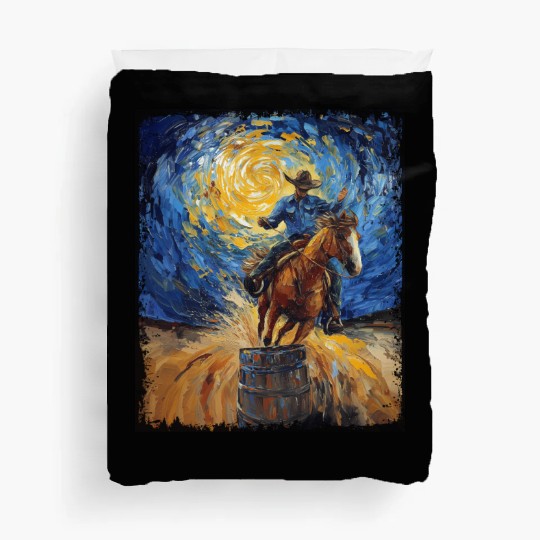 Barrel Racer Barrel Racing Rodeo Starry Night Pain Duvet Covers