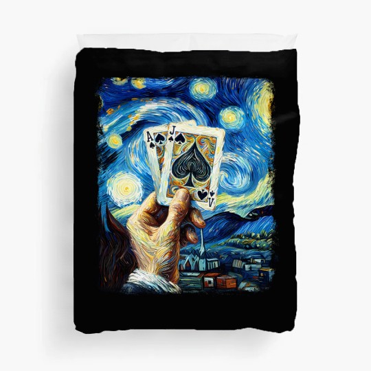 Blackjack Gambling Cards Starry Night Painting Duvet Covers