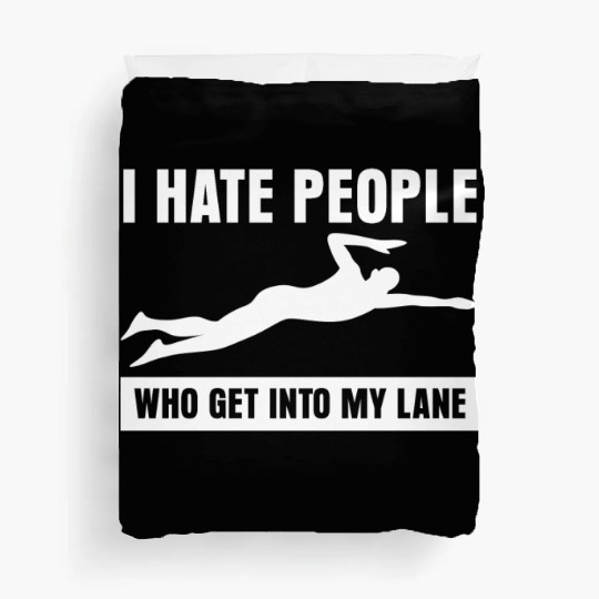 Triathlon Grumpy Swimmer Swimming Duvet Covers