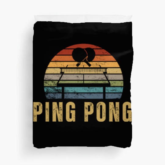 Ping Pong Player Vintage Retro 70s Design Ping Duvet Covers