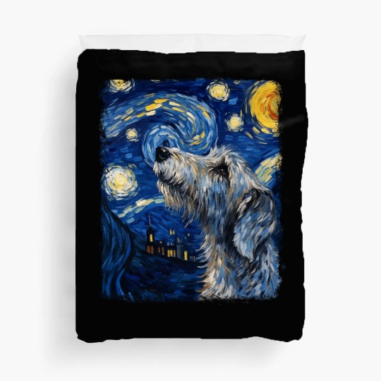 Irish Wolfhound Dog Starry Night Painting Duvet Covers
