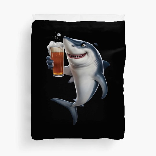 Shark Drinking Beer Realistic Duvet Covers