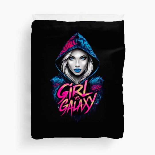 Girl Vs galaxy Duvet Covers