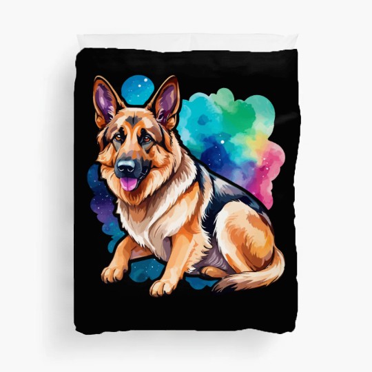 German Shepherd Watercolor Duvet Covers