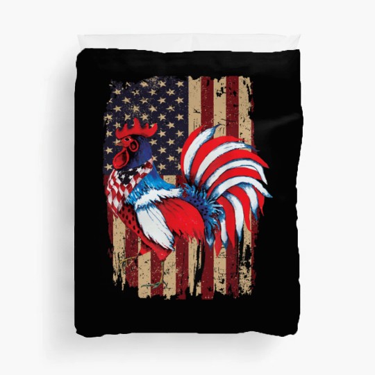 4th Of July Chicken Farmer Poultry American Flag Duvet Covers