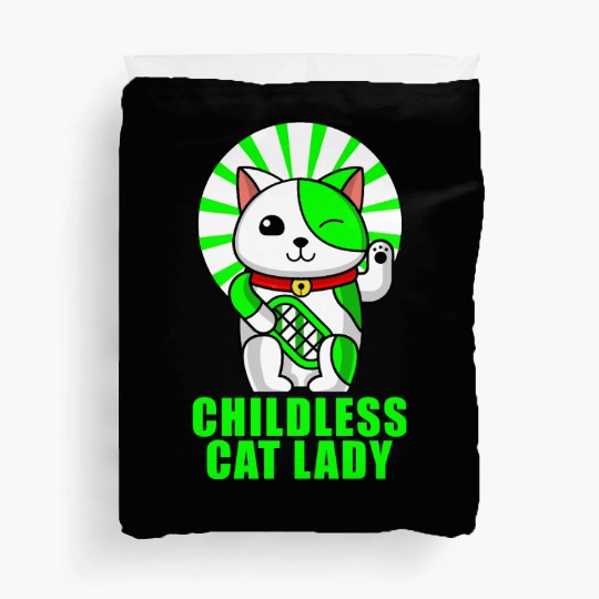 childless cat lady Duvet Covers