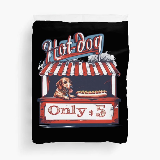 Dachshund Dog in a Hot-Dog Stand Wiener Duvet Covers