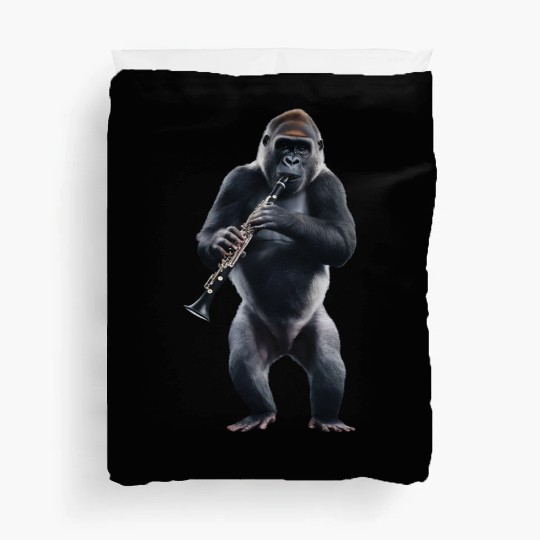 Gorilla Playing Clarinet Realistic Duvet Covers