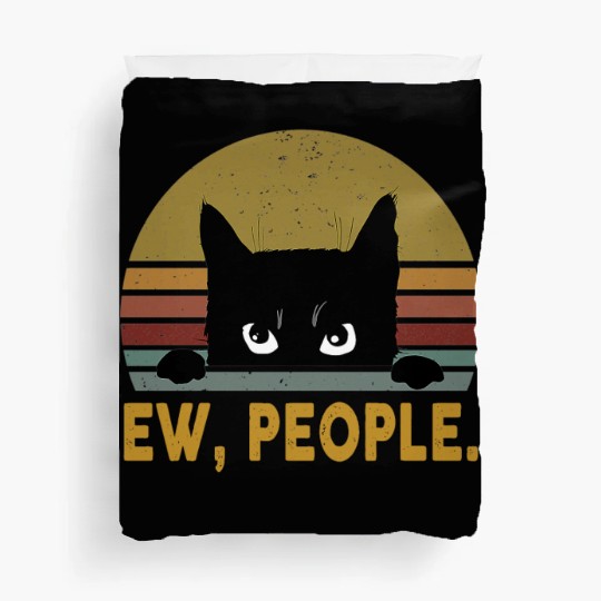 Ew People Black Cat Vintage Retro Duvet Covers