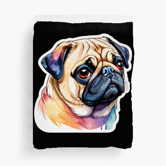 Pug Watercolor Duvet Covers