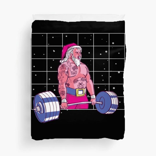 Santa Weightlifting Christmas Fitness Gym Deadlift Duvet Covers