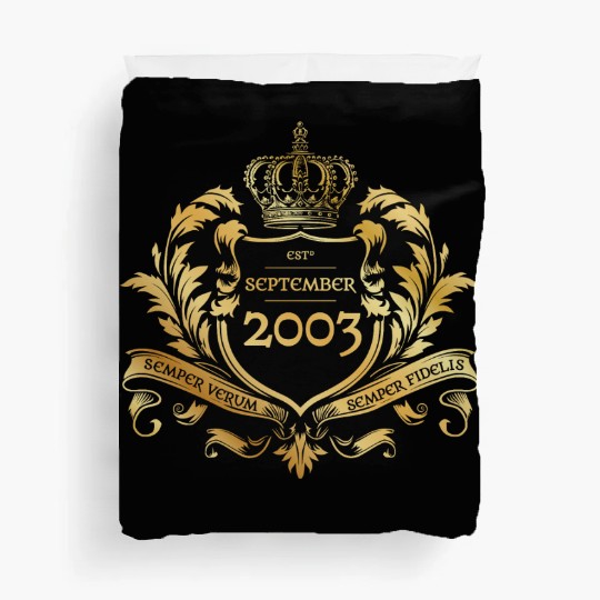 21st birthday "Semper Verum - Established 09/2003 Duvet Covers