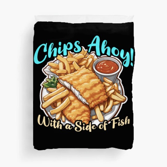 Fish And Chips Chips Ahoy With A British Cuisine Duvet Covers