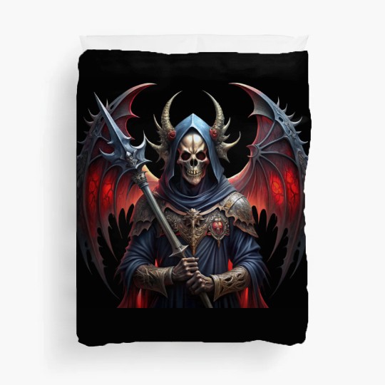 Mysterious skull with giant vampire wings Duvet Covers