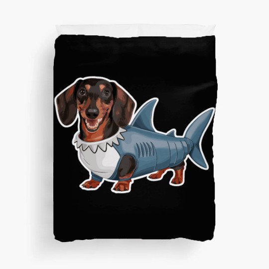 Dachshunds In Costumes Shark Outfit Duvet Covers